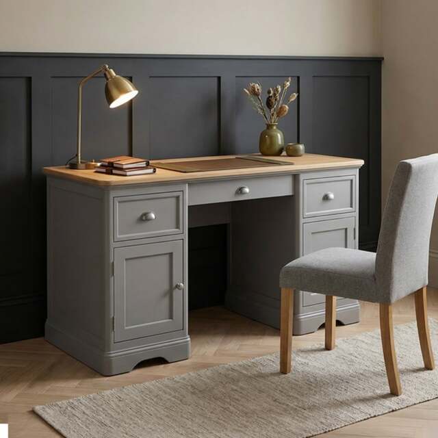Felton Oak and Light Grey Painted Computer Desk