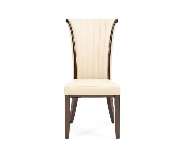 Lorient Cream Set of 2 Leather Dining Chairs