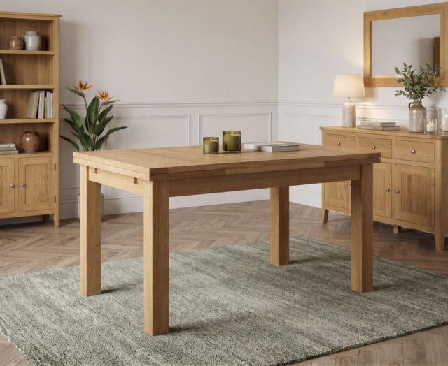 Extending Buxton 140cm Solid Oak Dining Table