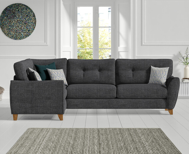 Florin Charcoal Grey Fabric Left Hand Facing Corner Sofa