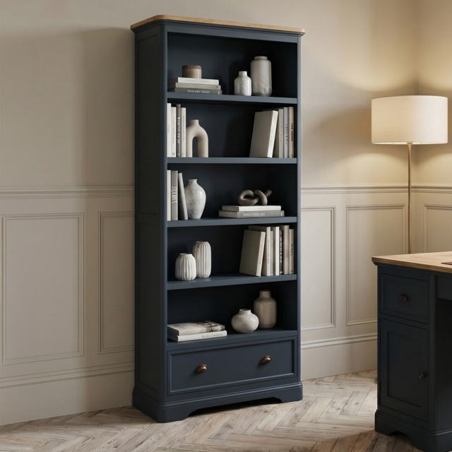 Bridstow Oak and Blue Painted Tall Bookcase