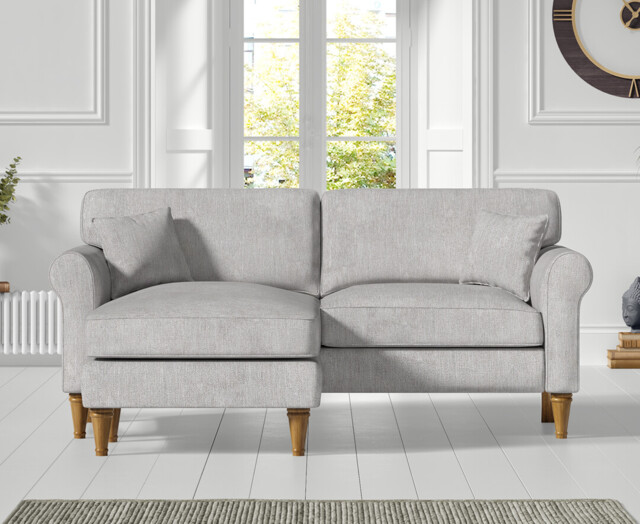 Darwin Light Grey Fabric Left Hand Facing Chaise Corner Sofa