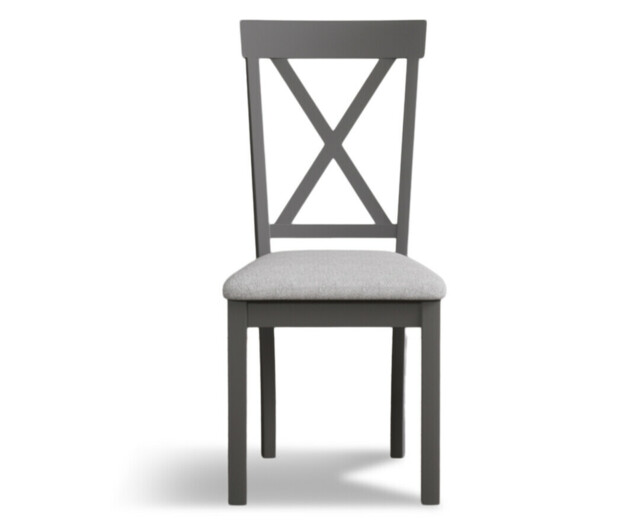 Hertford Mid Grey Dining Chairs with Brown Suede Seat Pad