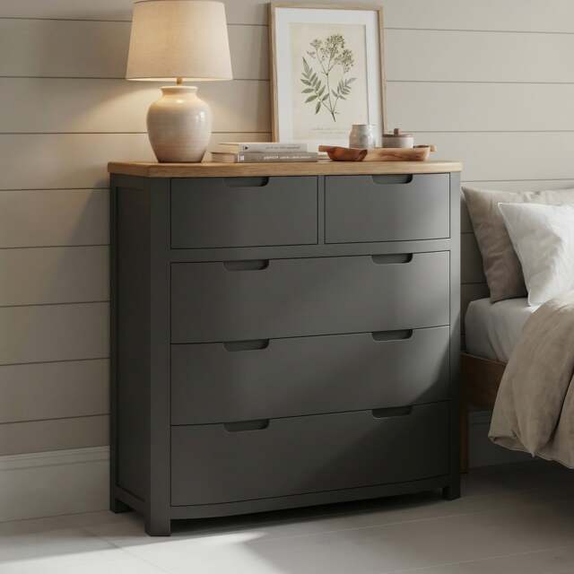 Bradwell Oak and Charcoal Painted 2 Over 3 Chest of Drawers