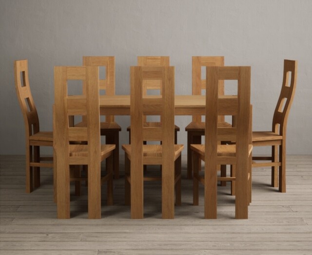 York 150cm Solid Oak Dining Table with 6 Blue Natural Chairs