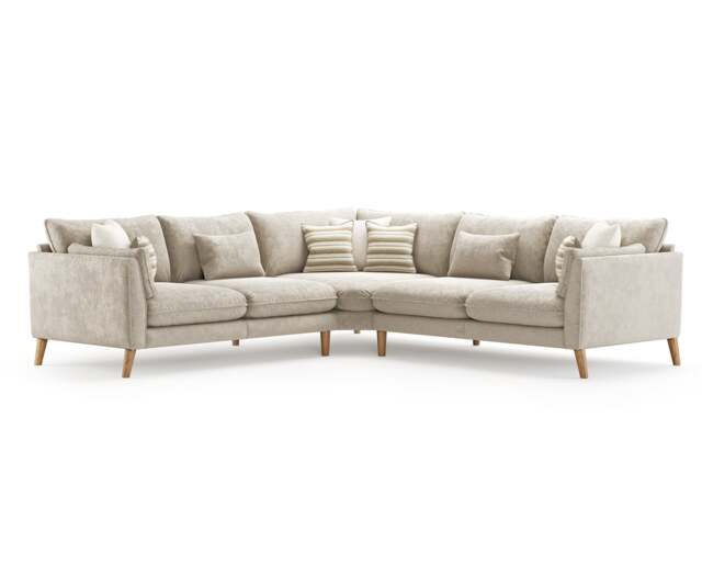 Palermo Cream Chenille Fabric Corner Sofa
