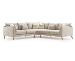Palermo Cream Chenille Fabric Corner Sofa