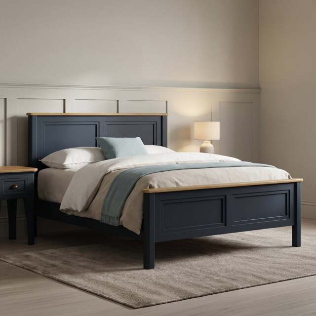 Bridstow Oak and Blue Painted Kingsize Bed