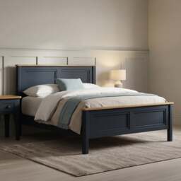 Bridstow Oak and Blue Painted Kingsize Bed
