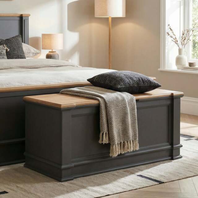 Lawson Oak and Charcoal Grey Painted Blanket Box