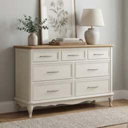 Chateau Oak and Soft White Painted Wide Chest of Drawers