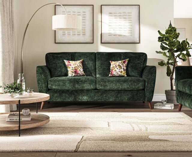 Naples Emerald Velvet 3 Seater Sofa