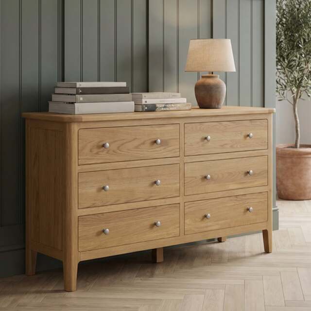Wide Solid Oak Chest of Drawers - Extra Storage