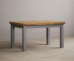 Extending Buxton 140cm Oak and Light Grey Painted Dining Table