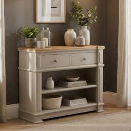 Lawson Oak and Soft White Painted Console Table