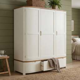 Bradwell Oak and Signal White Painted Triple Wardrobe