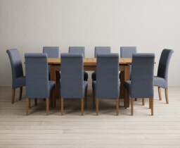Extending Buxton 140cm Solid Oak Dining Table with 6 Brown  Chairs
