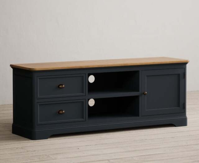 Bridstow Oak and Blue Painted Super Wide TV Cabinet