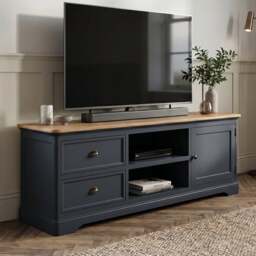 Bridstow Oak and Blue Painted Super Wide TV Cabinet