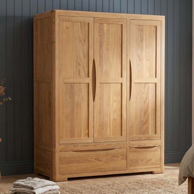 Harper Solid Oak Triple Wardrobe