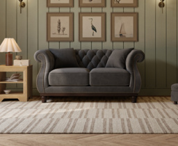 Harrow Chesterfield Dark Grey Velvet 2 Seater Sofa