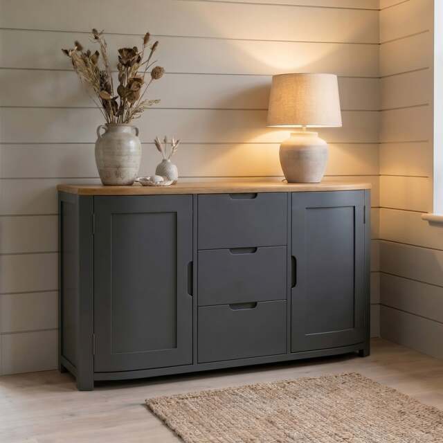 Bradwell Oak and Charcoal Painted Large Sideboard