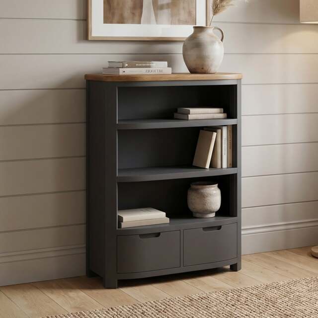 Bradwell Oak and Charcoal Painted Small Bookcase