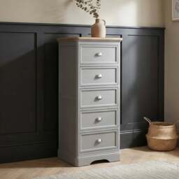 Felton Oak and Light Grey Painted 5 Drawer Tallboy