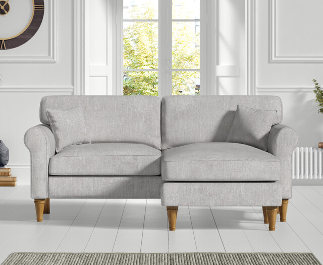 Darwin Light Grey Fabric Right Hand Facing Chaise Corner Sofa