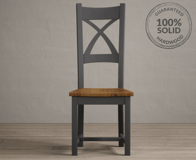 Painted Rustic Oak Set of 2 Painted Dining Chairs