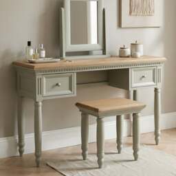 Francis Oak and Soft Green Painted Dressing Table Set