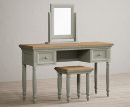 Francis Oak and Soft Green Painted Dressing Table Set