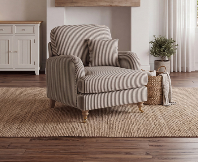 Chilworth Cove Grey Striped Fabric Armchair