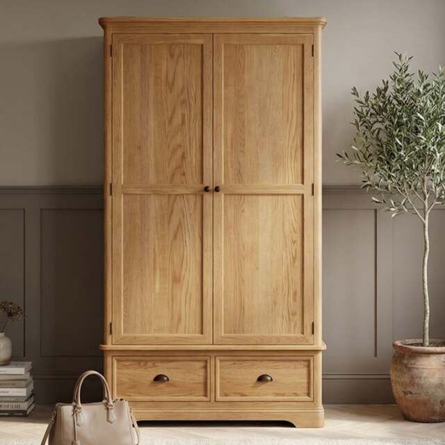 Cambridge Solid Oak Double Wardrobe