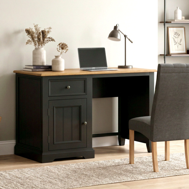 Charlton Oak and Black Painted Computer Desk