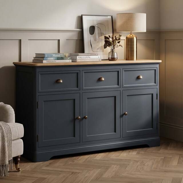 Bridstow Oak and Blue Painted Large Sideboard