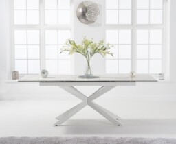 Extending Boston 180cm White Ceramic Dining Table with White Leg