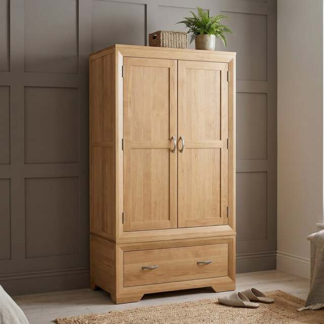 Tilt 100% Solid Oak Double Wardrobe