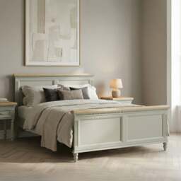 Francis Oak and Soft Green Painted Double Bed