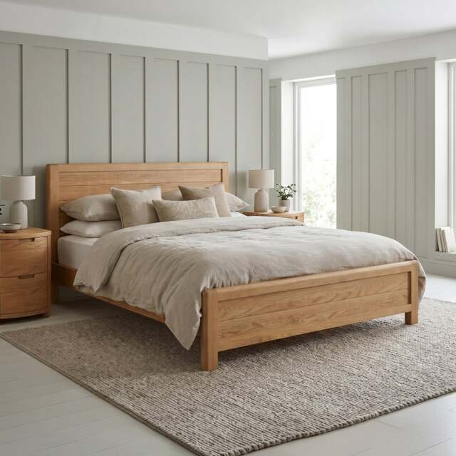 Somerton Curved Solid Oak Super King Size Bed