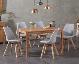 York 120cm Solid Oak Dining Table with 4 Dark Grey Orson Chairs