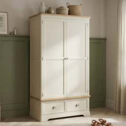 Madley Oak and Cream Painted Double Wardrobe