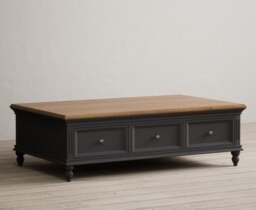 Francis Oak and Charcoal Grey Painted 6 Drawer Extra Large Coffee Table
