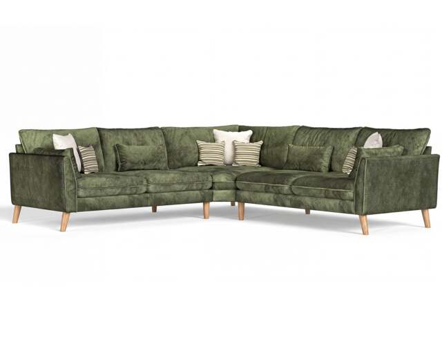 Palermo Olive Green Chenille Fabric Corner Sofa