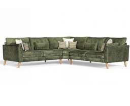 Palermo Olive Green Chenille Fabric Corner Sofa