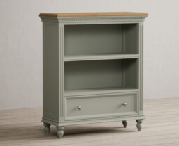 Francis Oak and Soft Green Painted Low Bookcase