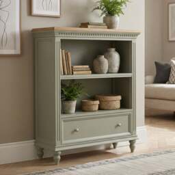 Francis Oak and Soft Green Painted Low Bookcase