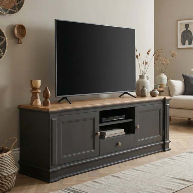 Lawson Oak and Charcoal Grey Painted Super Wide TV Cabinet