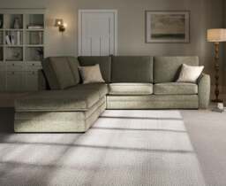 Bella Olive Fabric Large Left Hand Facing Chaise Corner Sofa