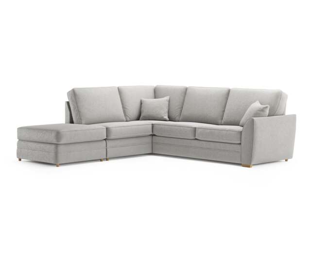 Bella Silver Fabric Large Left Hand Facing Chaise Corner Sofa